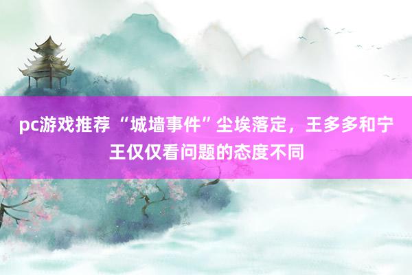 pc游戏推荐 “城墙事件”尘埃落定，王多多和宁王仅仅看问题的态度不同