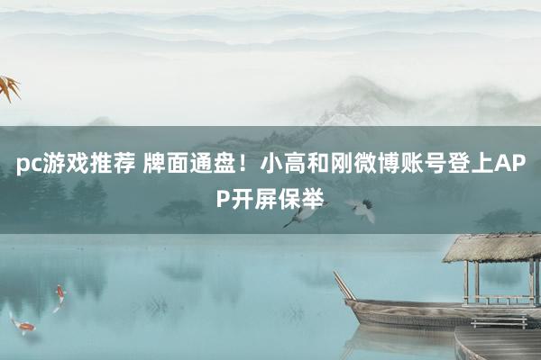 pc游戏推荐 牌面通盘！小高和刚微博账号登上APP开屏保举