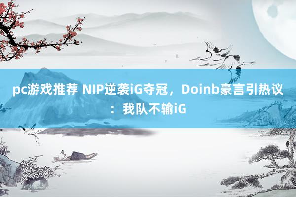 pc游戏推荐 NIP逆袭iG夺冠，Doinb豪言引热议：我队不输iG