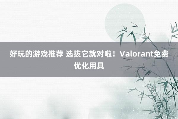 好玩的游戏推荐 选拔它就对啦！Valorant免费优化用具